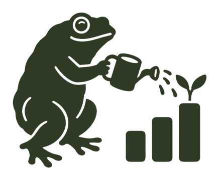 The toad watering a growth chart